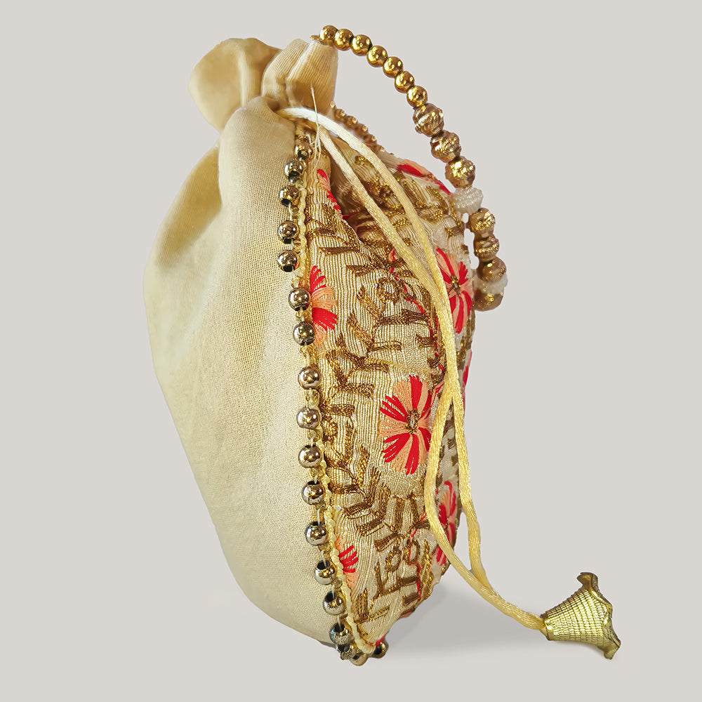JS Fashion Embroidered Handcrafted Wedding Potli Bag with Beads