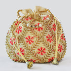 JS Fashion Embroidered Handcrafted Wedding Potli Bag with Beads
