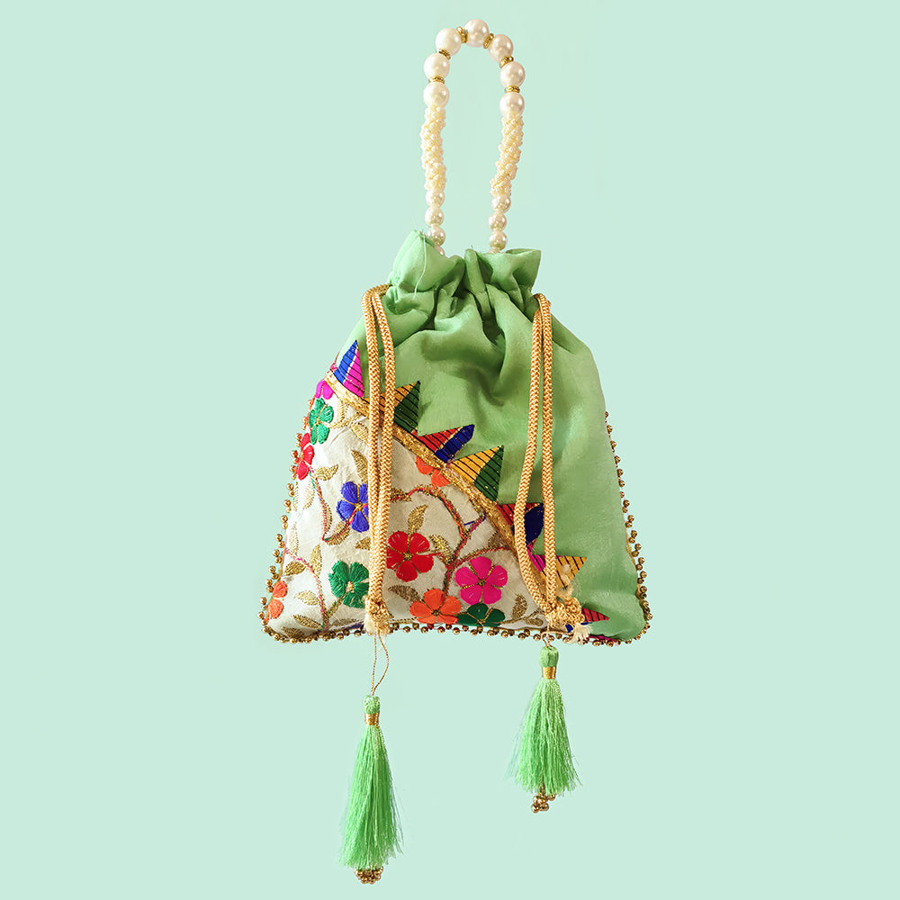 JS Fashion Embroidered Handcrafted Wedding Potli Bag with Beads