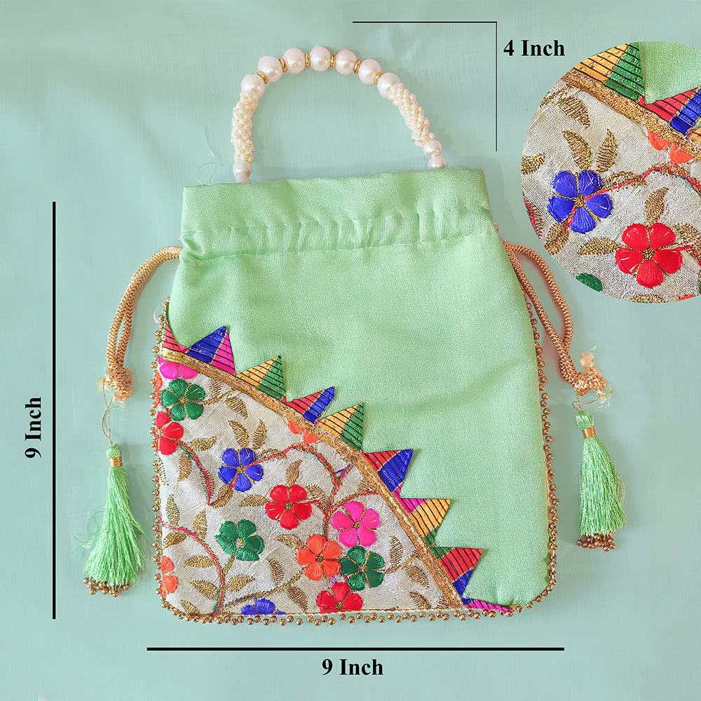 JS Fashion Embroidered Handcrafted Wedding Potli Bag with Beads
