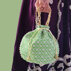 JS Fashion Embroidered Handcrafted Wedding Potli Bag with Beads