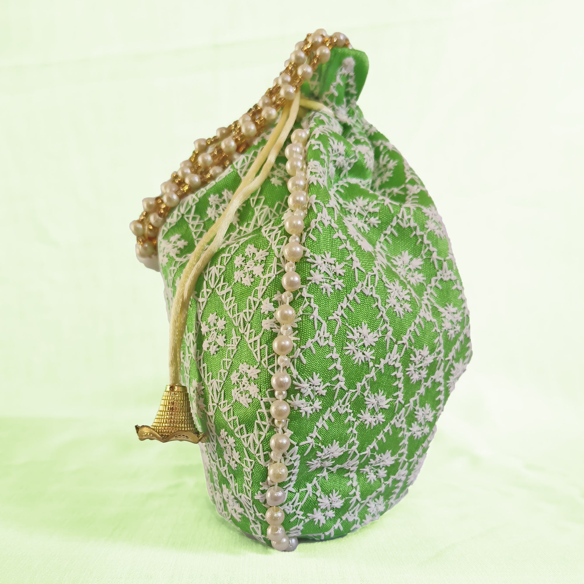 JS Fashion Embroidered Handcrafted Wedding Potli Bag with Beads