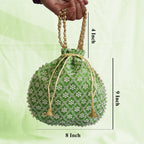 JS Fashion Embroidered Handcrafted Wedding Potli Bag with Beads