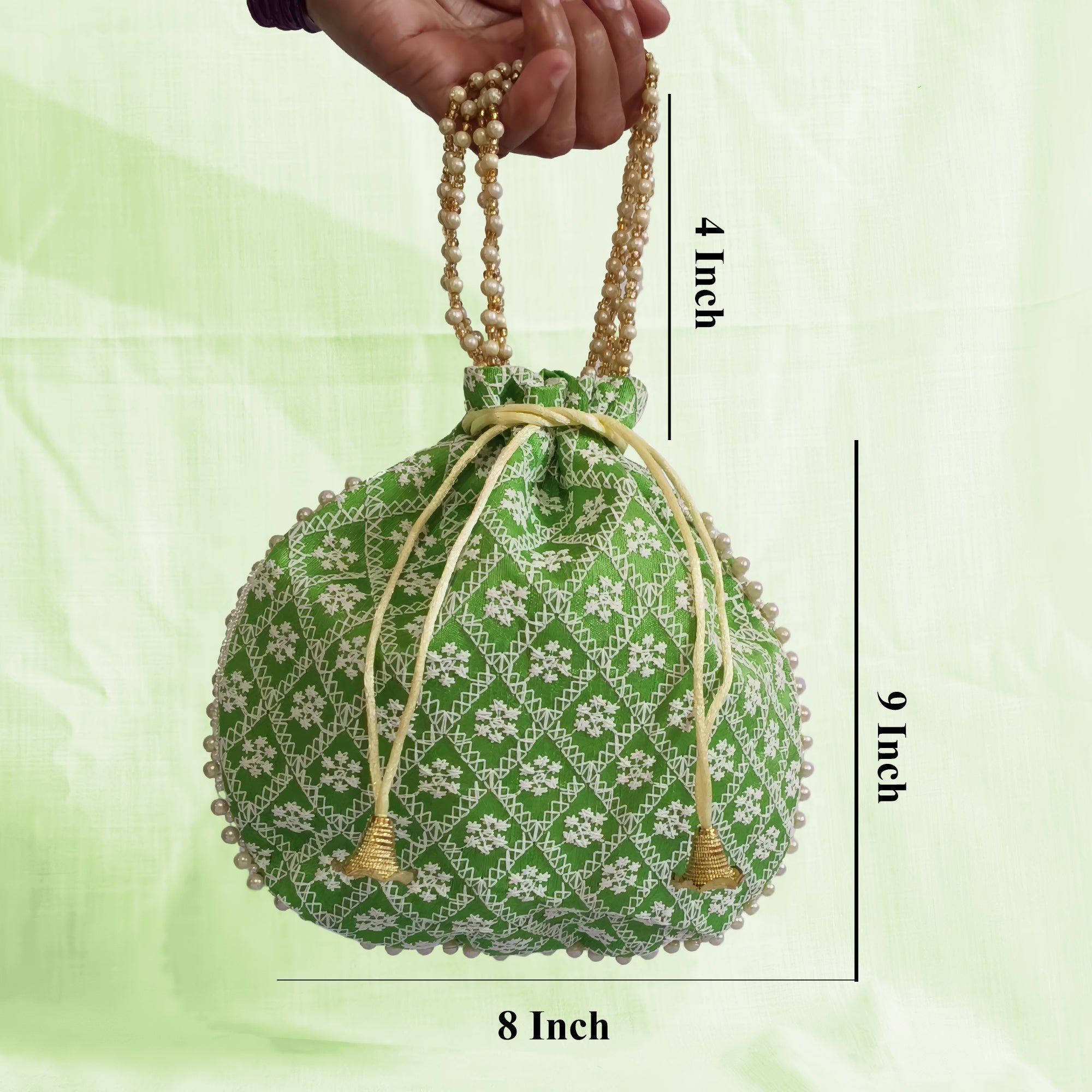 JS Fashion Embroidered Handcrafted Wedding Potli Bag with Beads