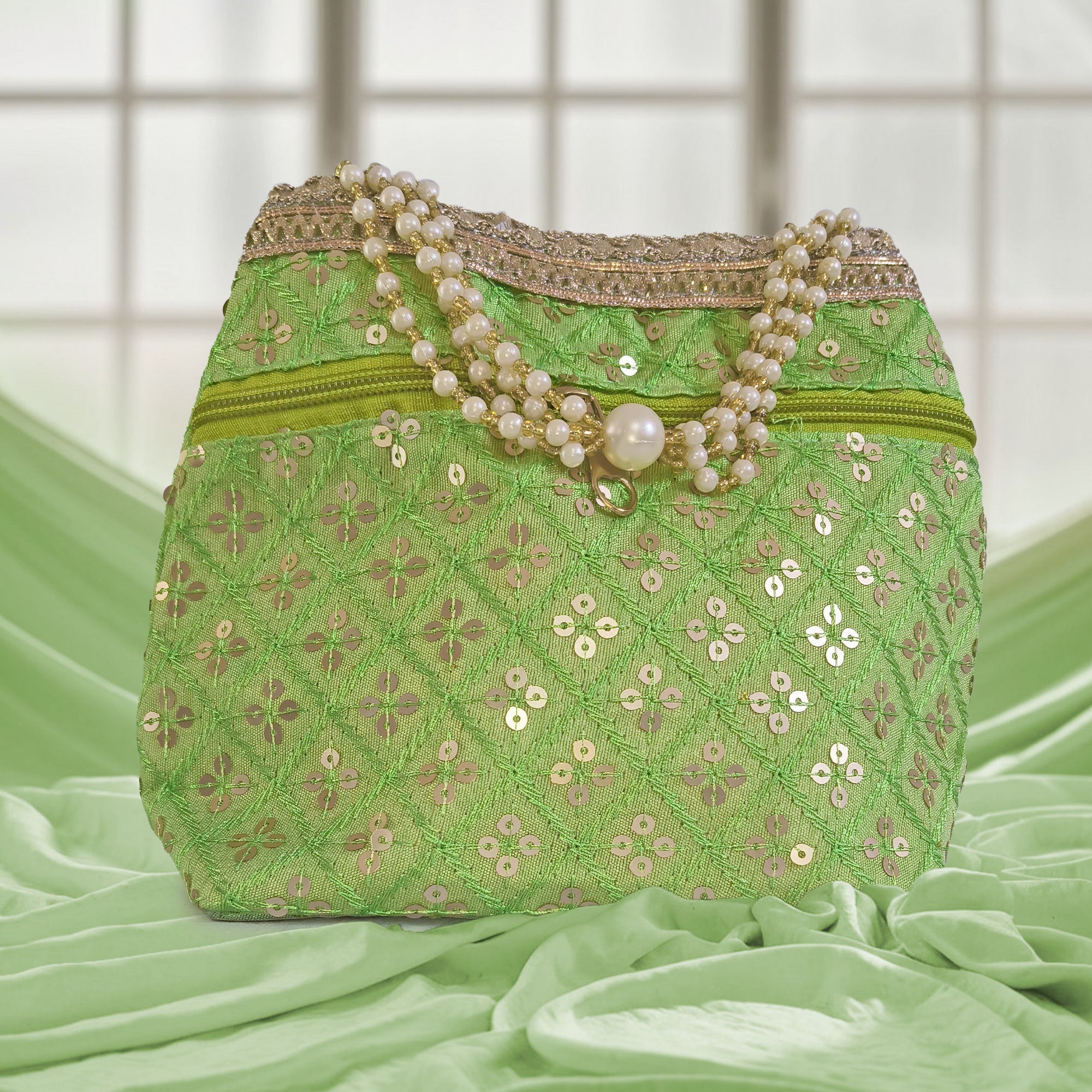 JS Fashion Wedding Potli Bag for Women with Drawstring Closure