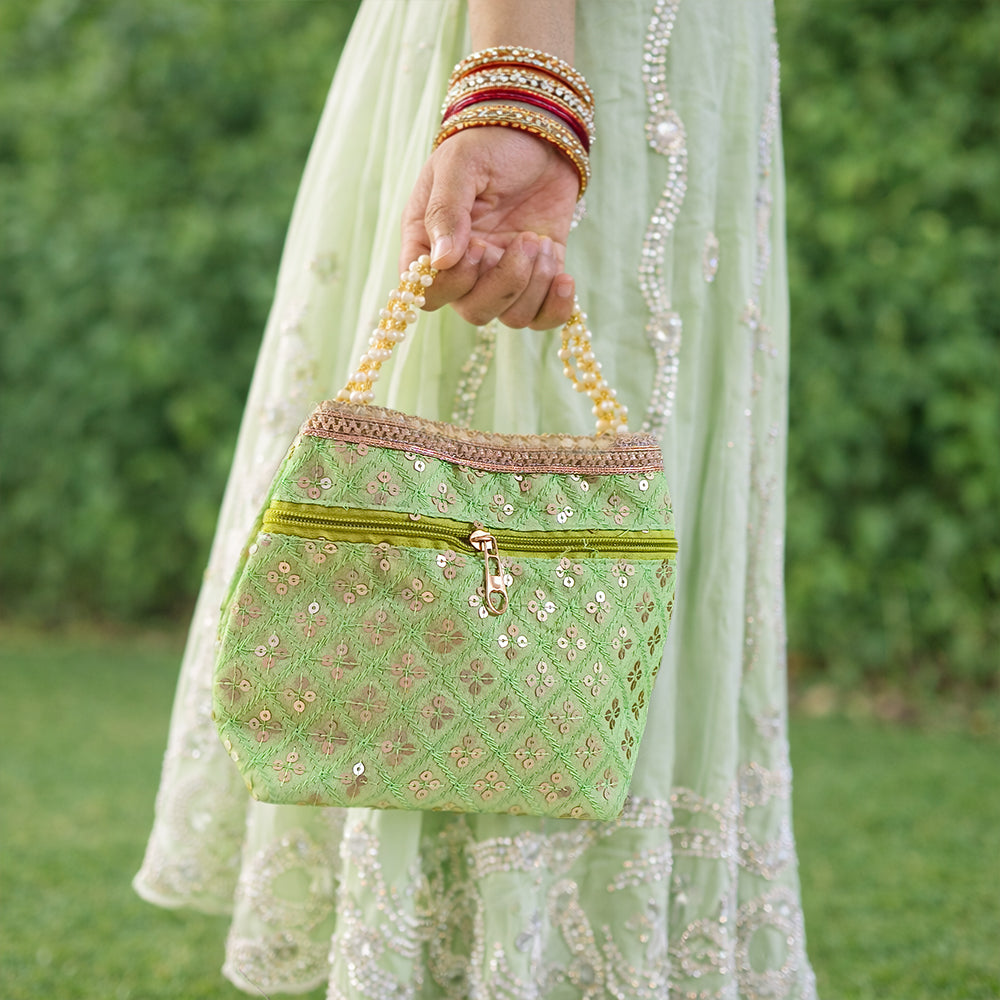 JS Fashion Wedding Potli Bag for Women with Drawstring Closure