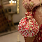 JS Fashion Embroidered Handcrafted Wedding Potli Bag with Beads