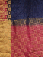 Kalamandir Checked Navy Blue Pashmina Saree