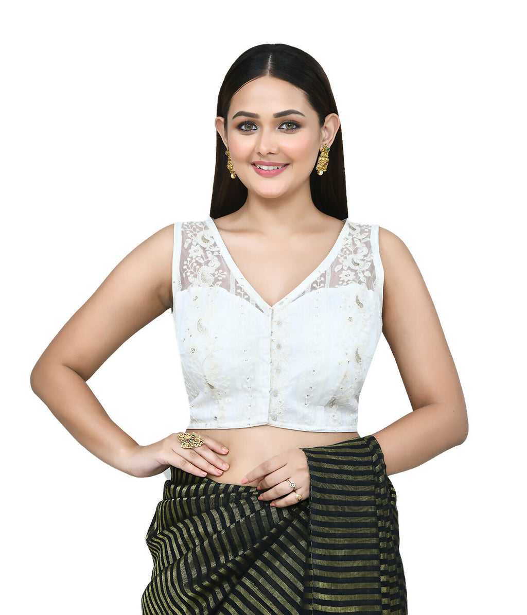 Joban Fashion Women's White Embroidered Stitched Blouse - Distacart