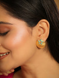 Nuyug 22K Gold-Plated Turquoise Flower Stud Earrings - Distacart
