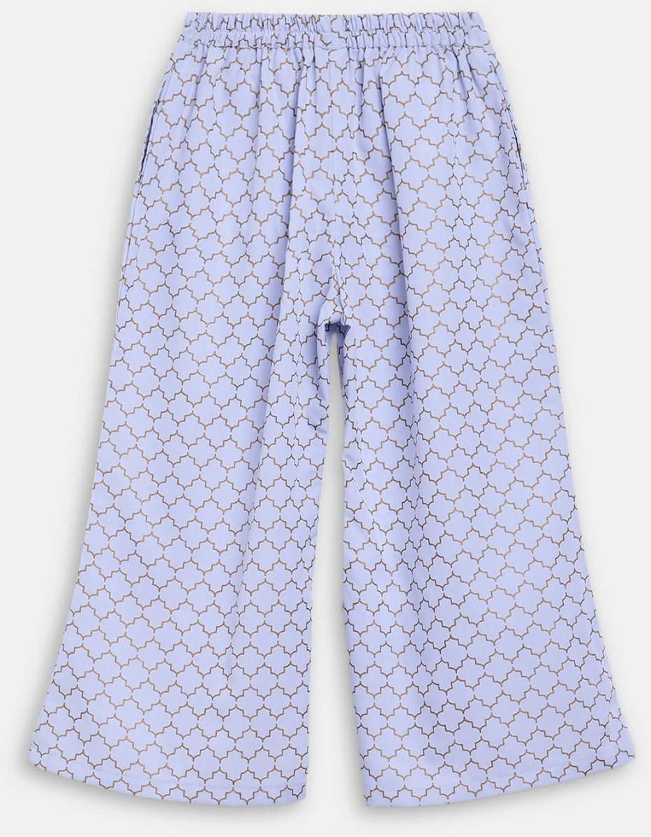 Ahalyaa Blue Crepe Printed Kids Kurta Palazzo Set For Girls