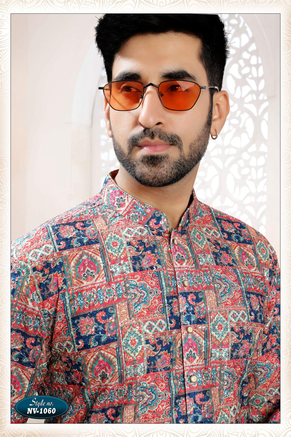 Joban Fashion Men's Cream Base Straight Rayon Thread And Sequence Embroidery All Over Kurta Set