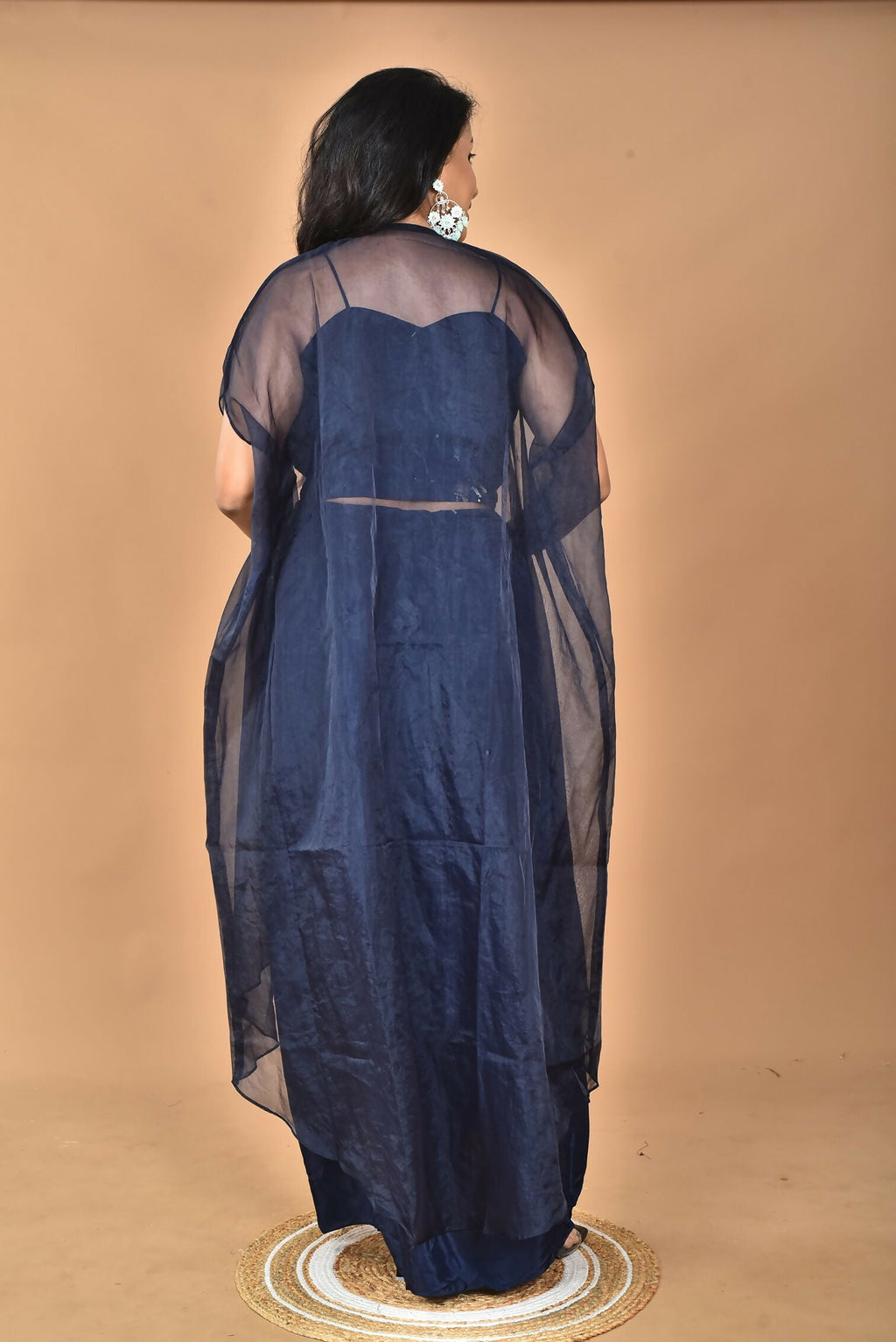 Morchari Women Hand Embroidery Crop Top-Blue