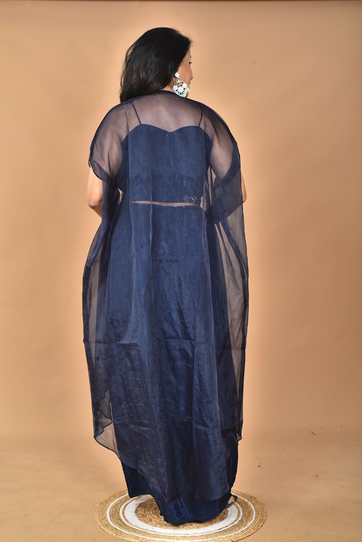 Morchari Women Hand Embroidery Crop Top-Blue