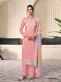 Anaita Peach Moonga Silk Stitched Suit with Embroidery Sequence Work - Distacart