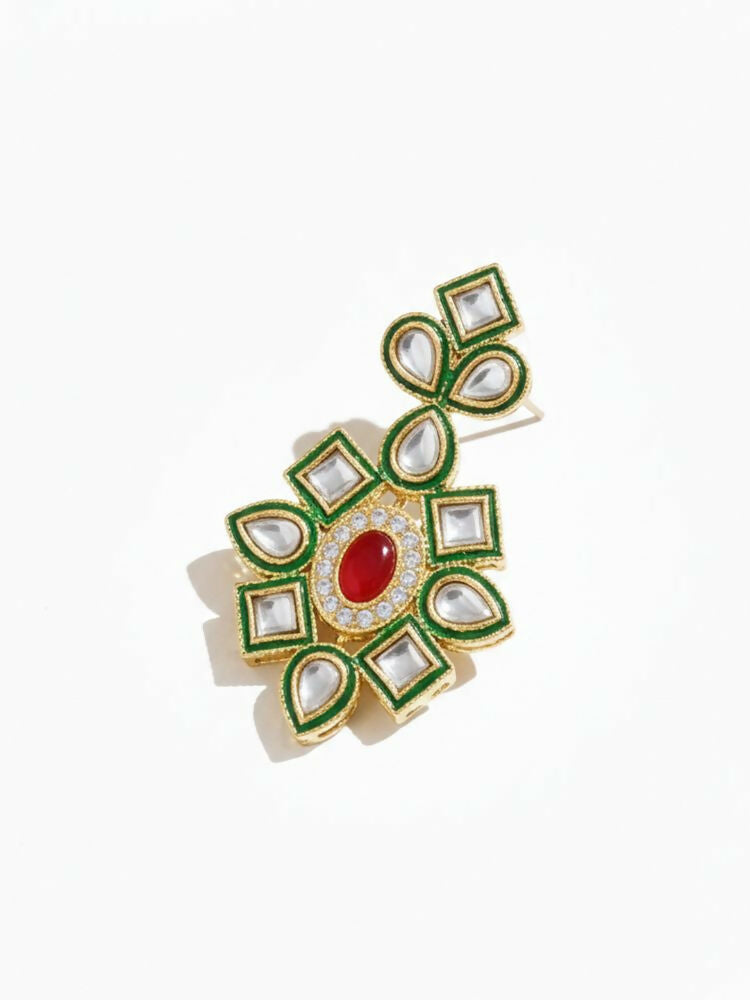 NVR Women Gold Plated Red Kundan Jewellery Set - Distacart