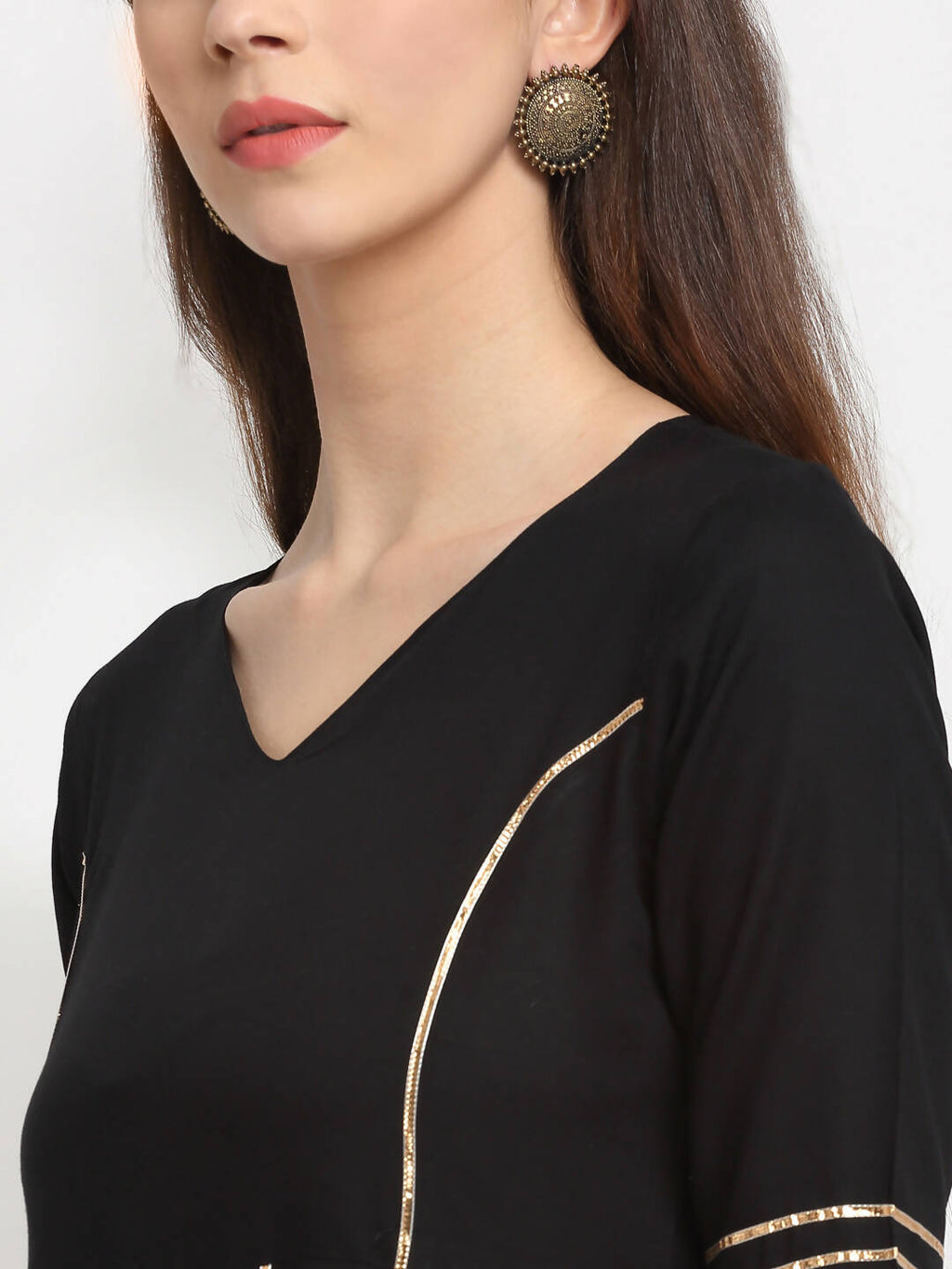 Rudra Bazaar Black Anarkali Kurti & Pyjamas With Duppata - Distacart
