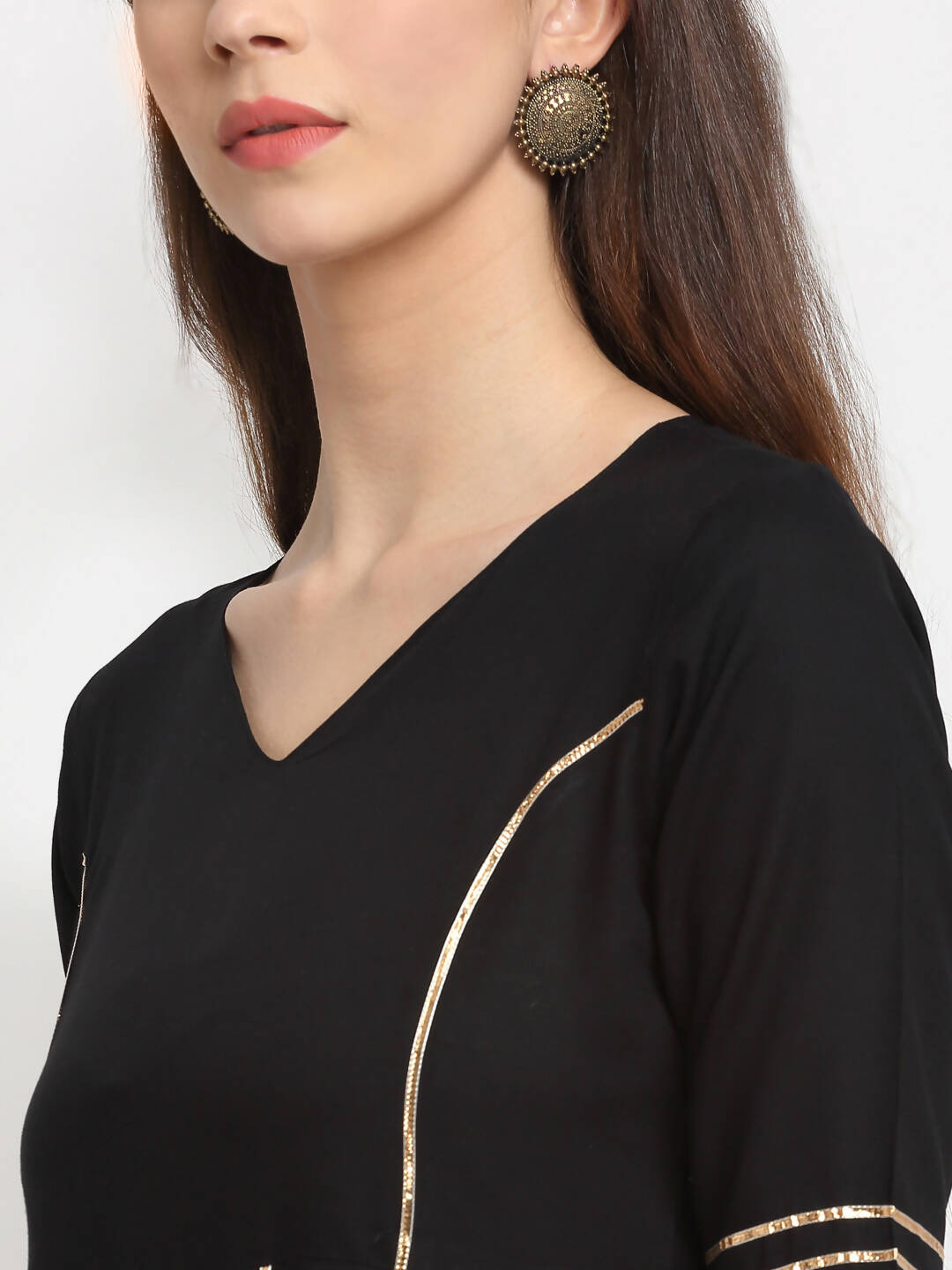 Rudra Bazaar Black Anarkali Kurti & Pyjamas With Duppata - Distacart