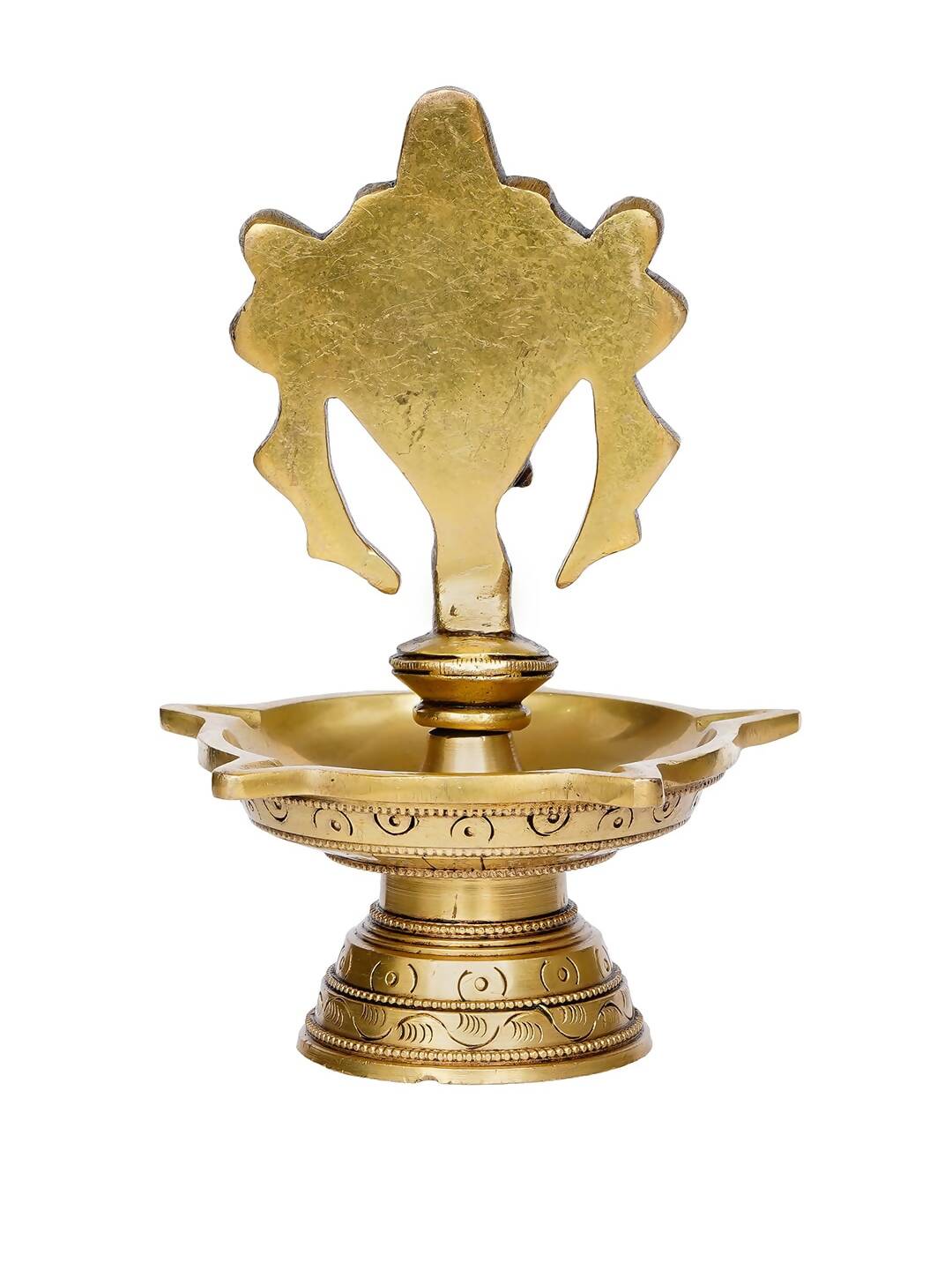 eCraftIndia Gold-Toned Shankha Handcrafted Diya with 5 wicks