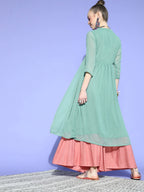 Janasya Green Woven Design Dobby Weave Kurta - Distacart