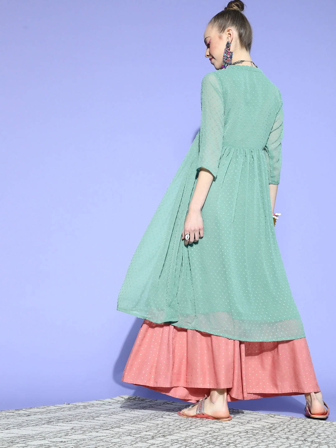 Janasya Green Woven Design Dobby Weave Kurta - Distacart