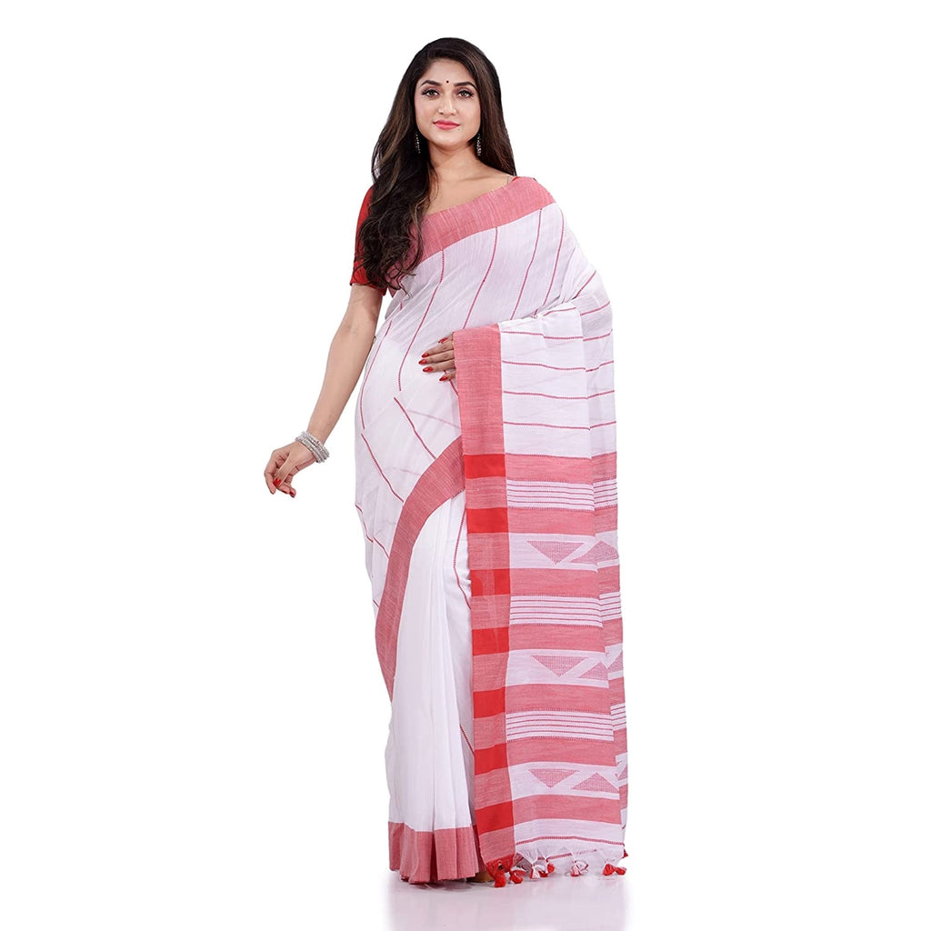 Piyari Fashion Handloom White Cotton Saree - Distacart