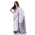 Piyari Fashion Handloom White Cotton Saree - Distacart