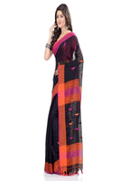 Piyari Fashion Handloom Black Cotton Saree - Distacart