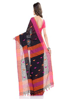Piyari Fashion Handloom Black Cotton Saree - Distacart