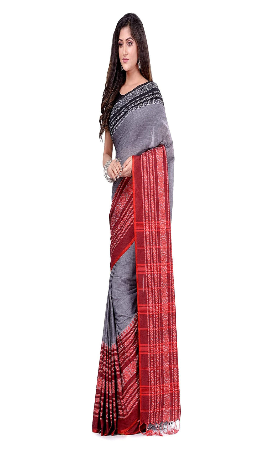 Piyari Fashion Handloom Grey Cotton Begampuri Saree - Distacart