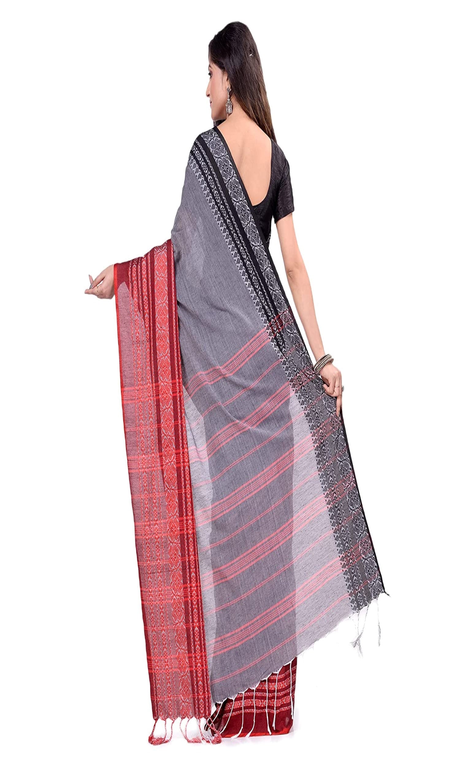 Piyari Fashion Handloom Grey Cotton Begampuri Saree - Distacart