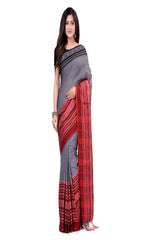 Piyari Fashion Handloom Grey Cotton Begampuri Saree - Distacart