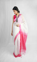 Piyari Fashion Handloom Cotton Blend White Sequin Saree - Distacart