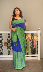 Piyari Fashion Handloom Blue Cotton Begampuri Saree - Distacart