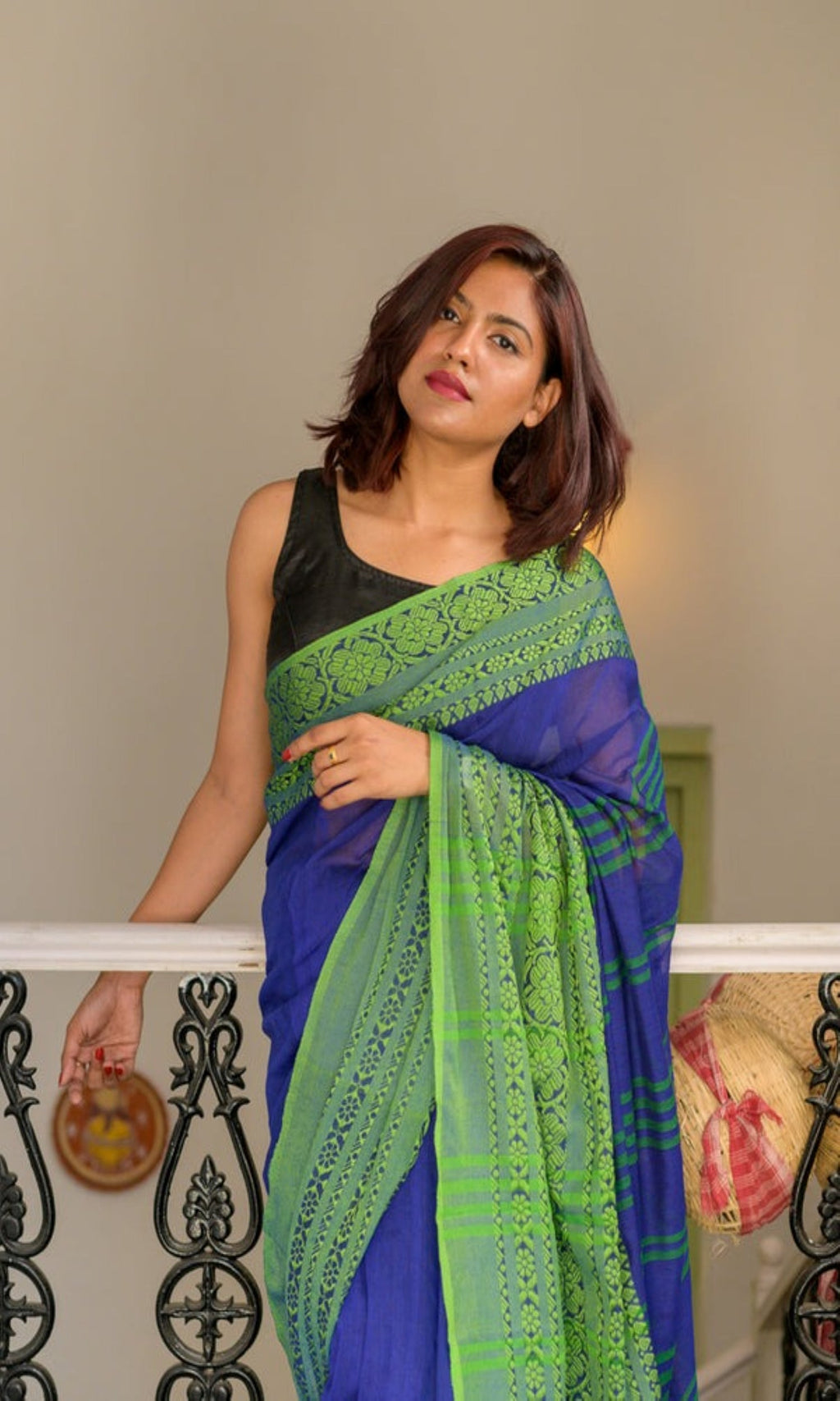 Piyari Fashion Handloom Blue Cotton Begampuri Saree - Distacart