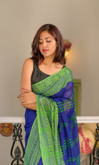 Piyari Fashion Handloom Blue Cotton Begampuri Saree - Distacart
