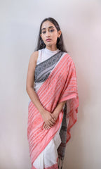 Piyari Fashion Handloom White Cotton Begampuri Saree - Distacart