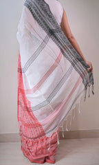 Piyari Fashion Handloom White Cotton Begampuri Saree - Distacart
