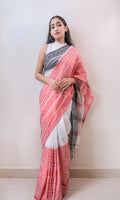 Piyari Fashion Handloom White Cotton Begampuri Saree - Distacart