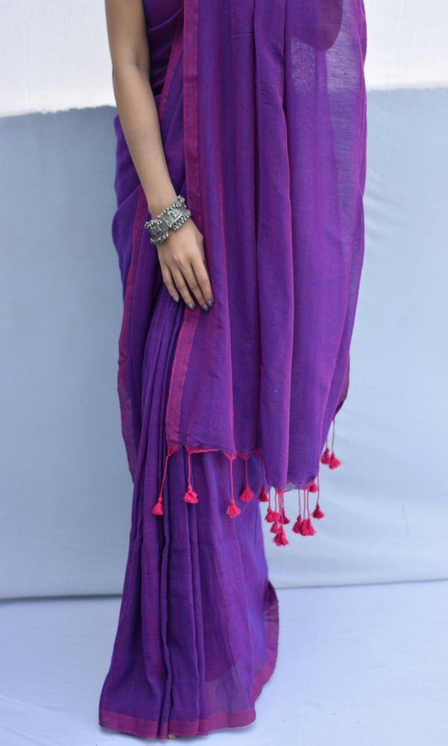 Piyari Fashion Handloom Purple Cotton Saree - Distacart
