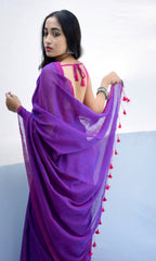 Piyari Fashion Handloom Purple Cotton Saree - Distacart