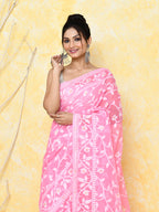 Piyari Fashion Women's Pink Cotton Silk Jamdani Saree - Distacart