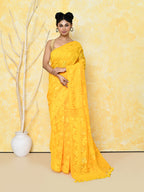 Piyari Fashion Women's Yellow Cotton Silk Jamdani Saree - Distacart