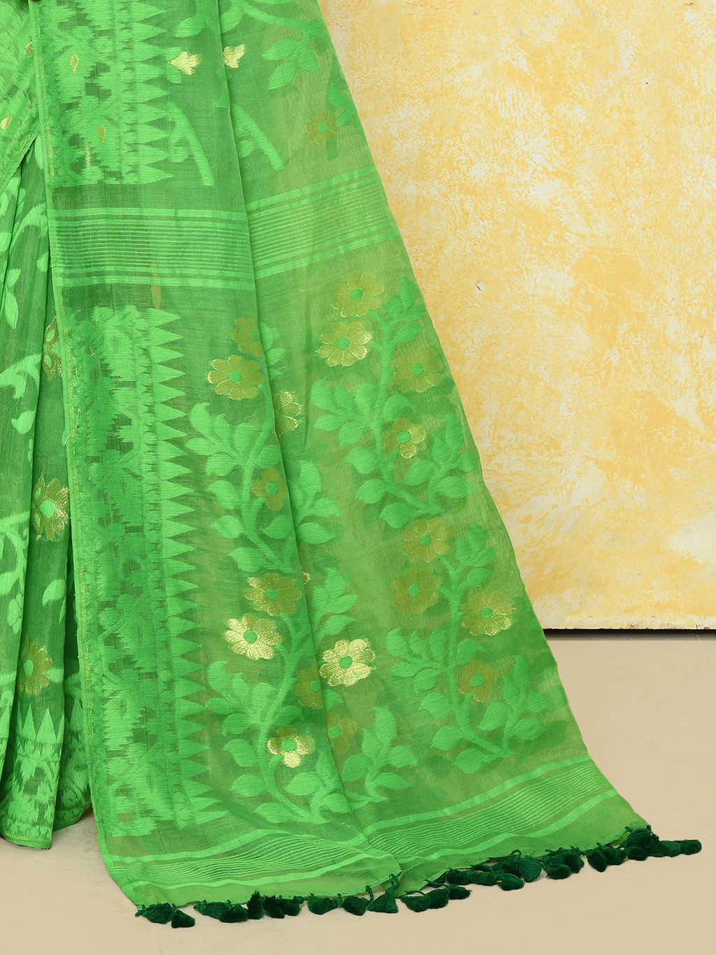 Piyari Fashion Women's Green Cotton Silk Jamdani Saree - Distacart