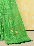 Piyari Fashion Women's Green Cotton Silk Jamdani Saree - Distacart