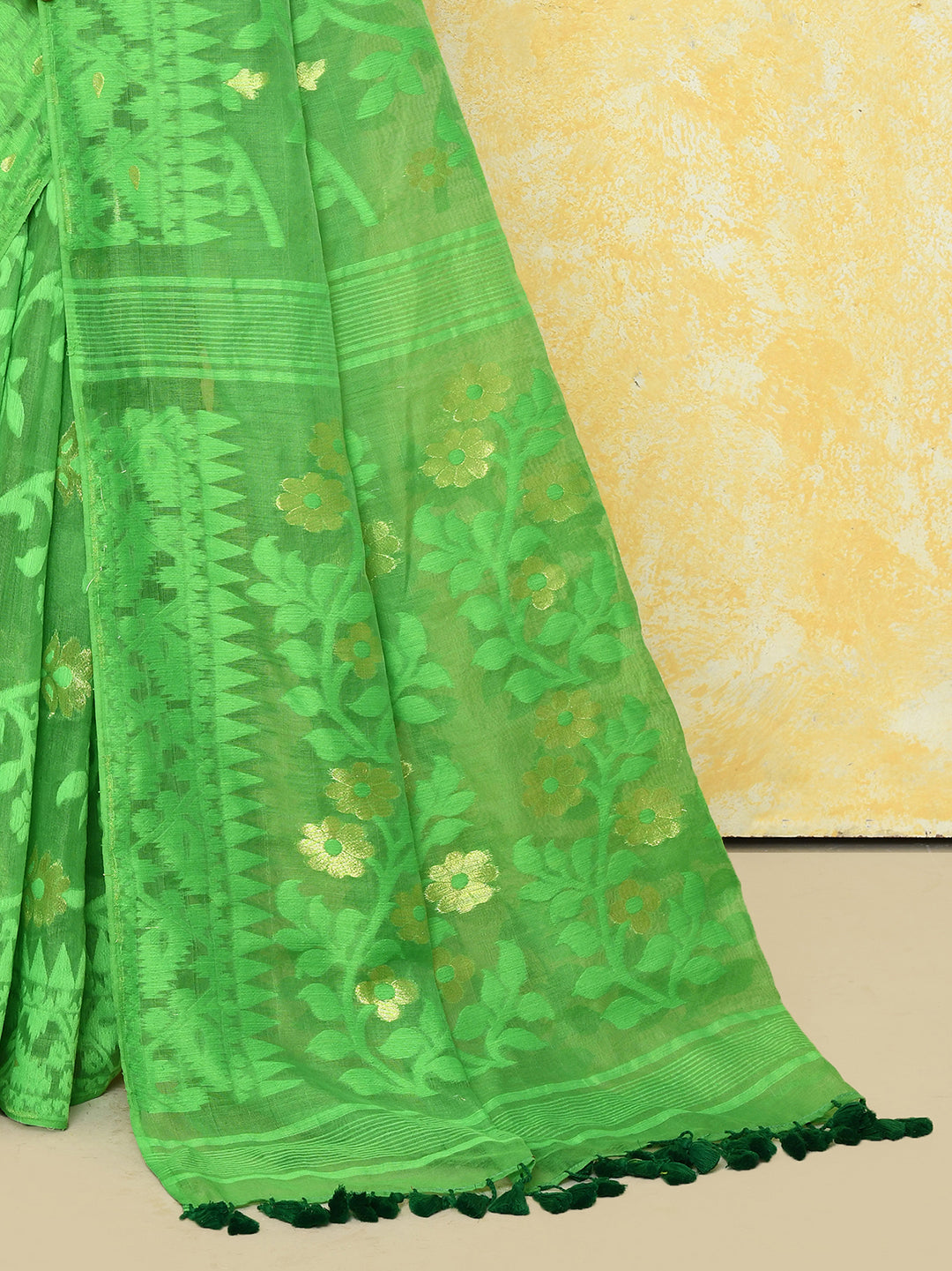 Piyari Fashion Women's Green Cotton Silk Jamdani Saree - Distacart