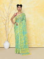Piyari Fashion Women's Light Turquoise Cotton Silk Jamdani Saree - Distacart