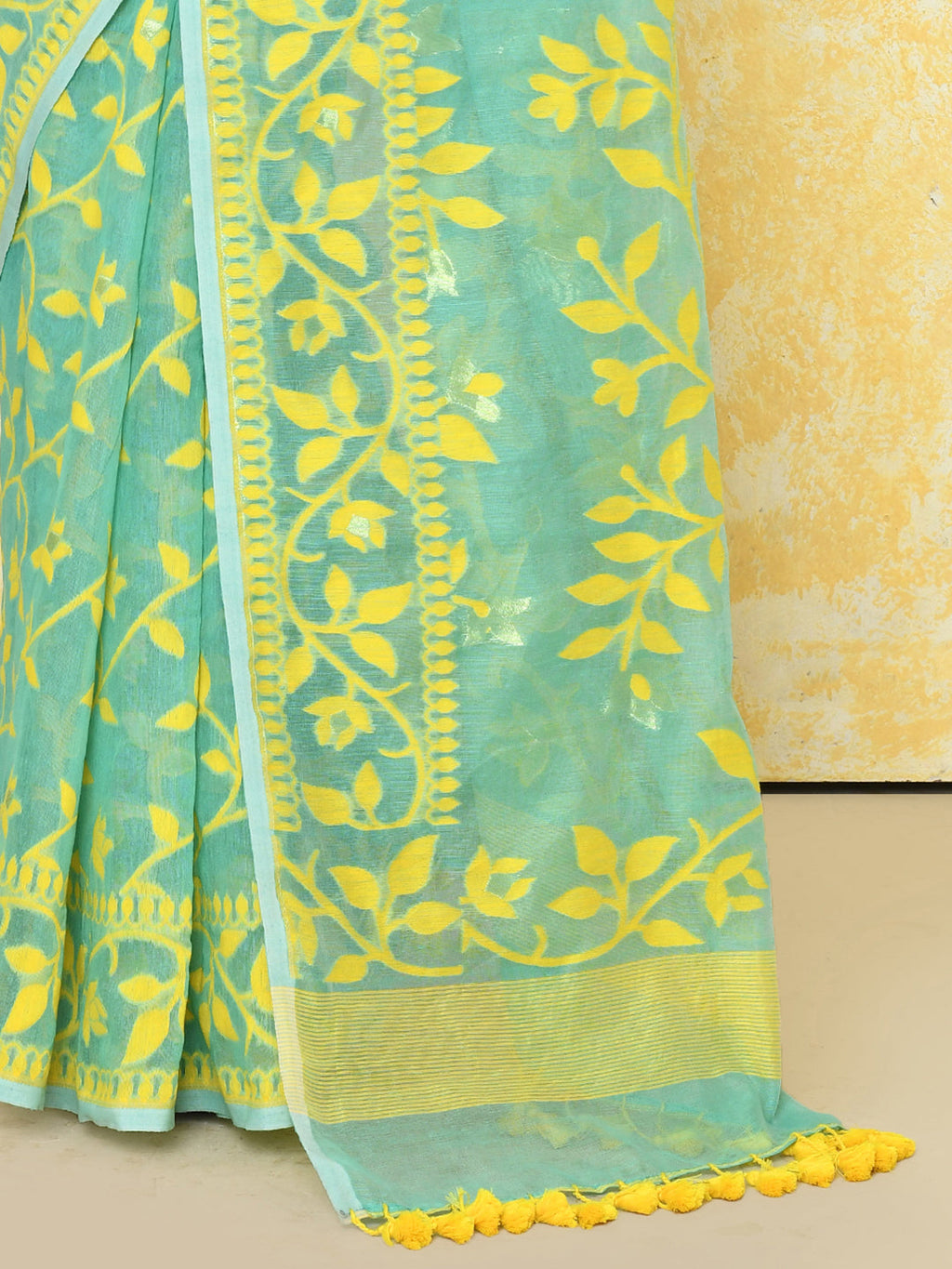 Piyari Fashion Women's Light Turquoise Cotton Silk Jamdani Saree - Distacart