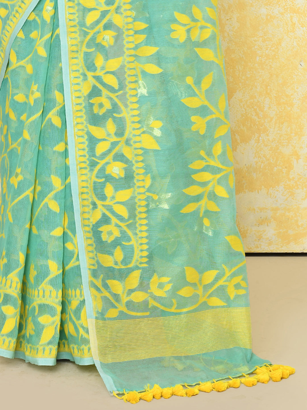 Piyari Fashion Women's Light Turquoise Cotton Silk Jamdani Saree - Distacart