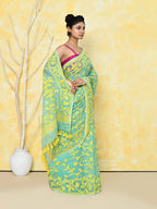 Piyari Fashion Women's Light Turquoise Cotton Silk Jamdani Saree - Distacart